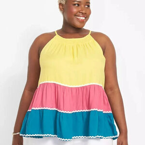 Lane Bryant Multi-Color Classic Halter-Neck Tiered Tank in Size 20